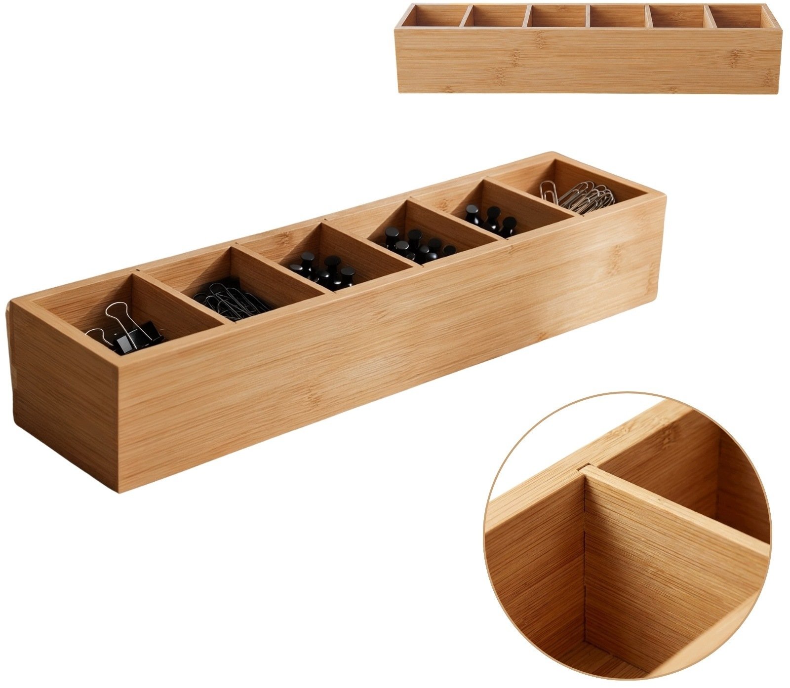 Ikonka Organizer biurkowy bambusowy 38 x
