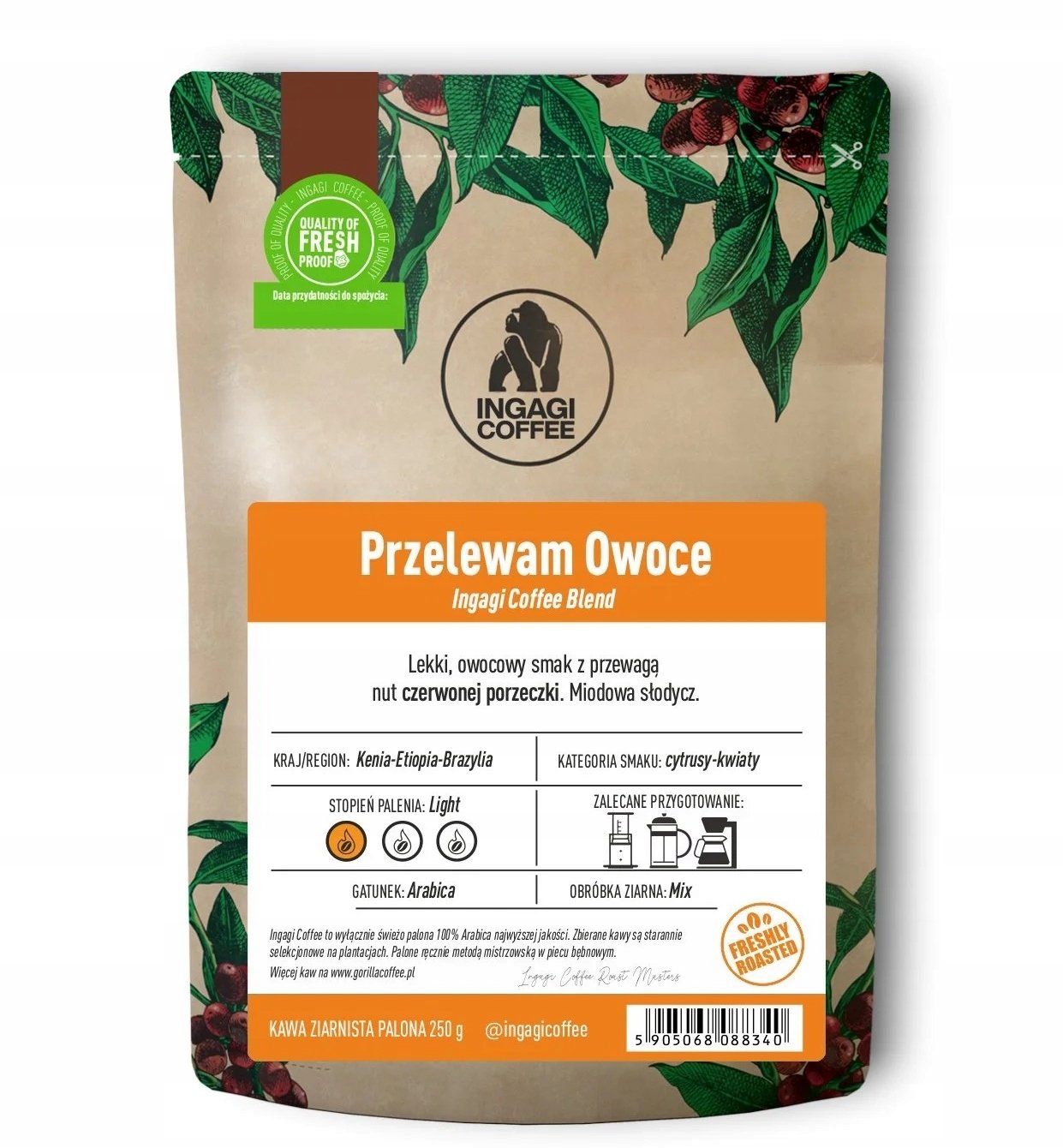 Kawa ziarnista Ingagi Coffee Przelewam Owoce