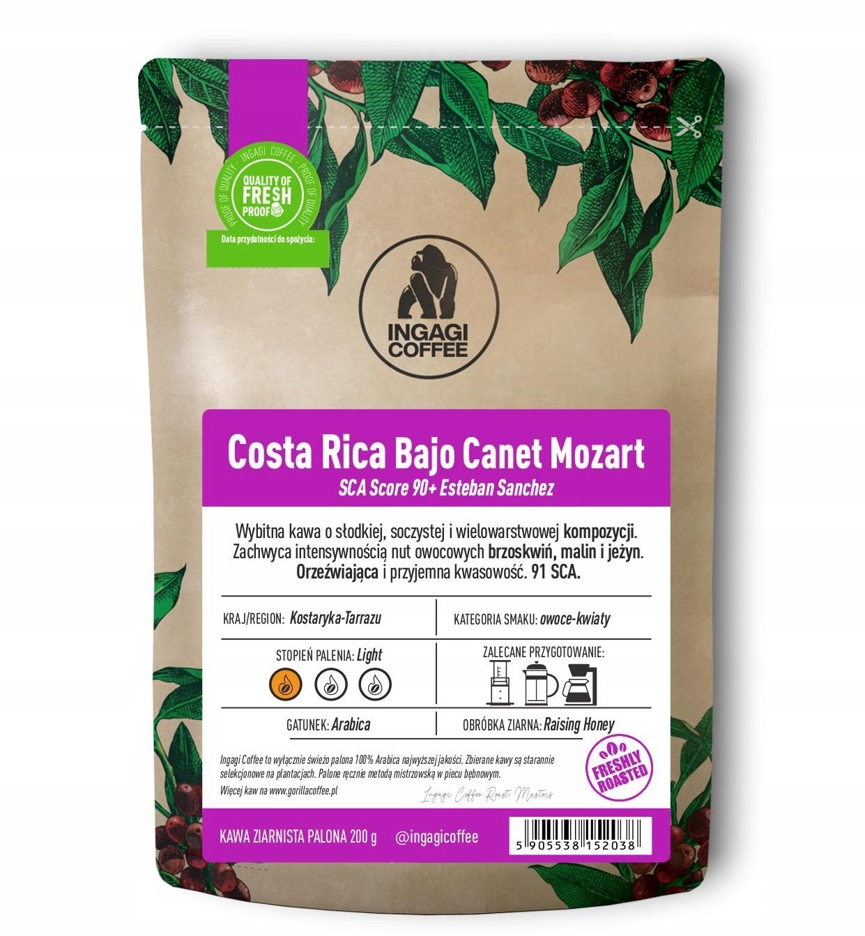 Kawa ziarnista Ingagi Coffee Kostaryka Bajo
