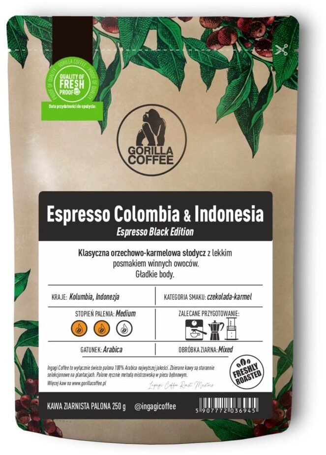 Kawa ziarnista Ingagi Coffee Colombia  Indonesia