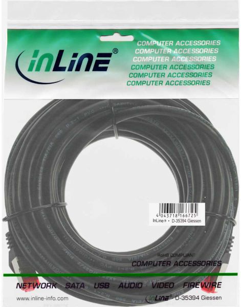 InLine Patchcord S/FTP, PiMF, Cat.6, 250MHz, PVC, black 30m (76430S) tīkla kabelis