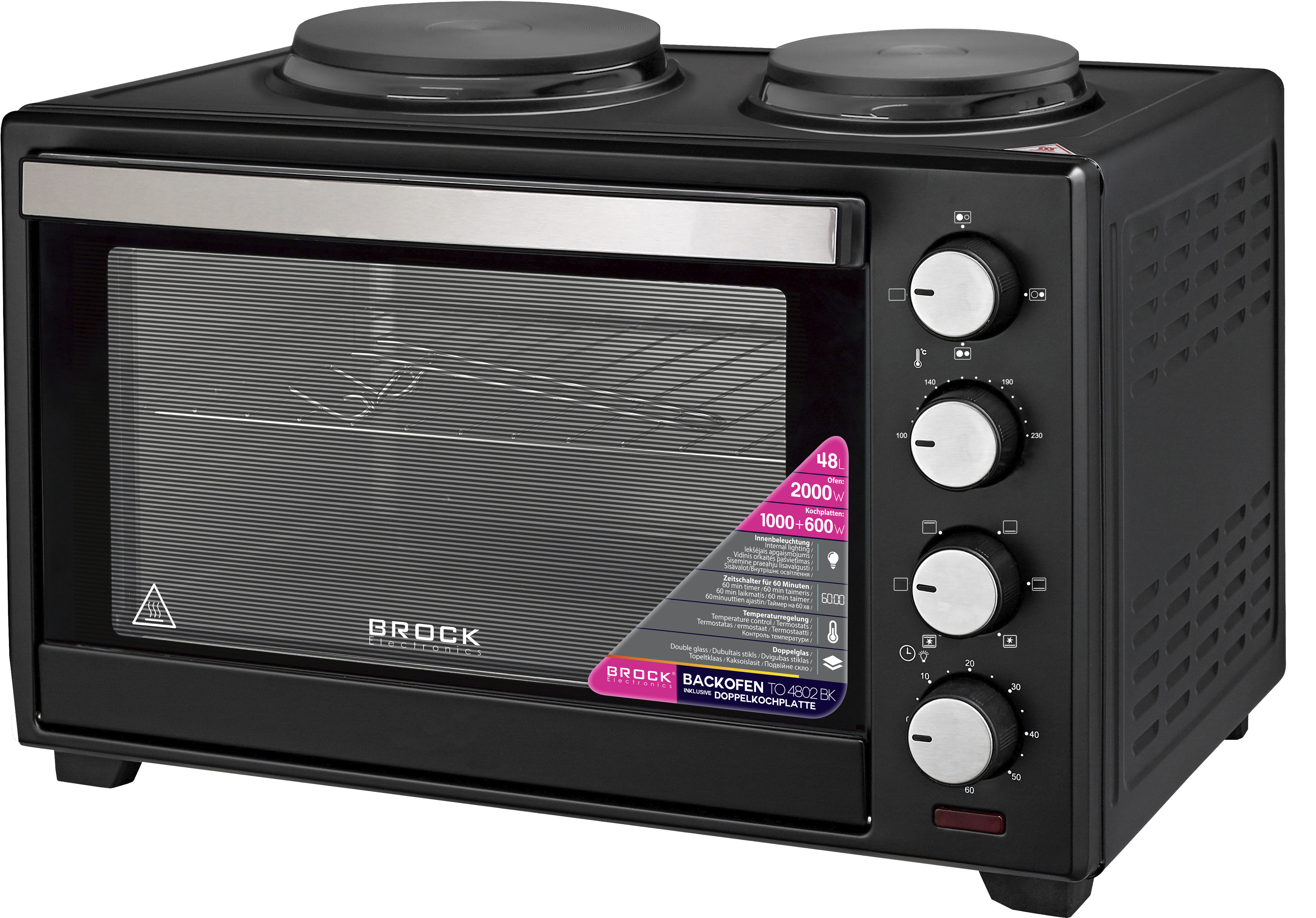Brock, 48 L, 3600 W, melna - Mini krasnina Ledusskapis