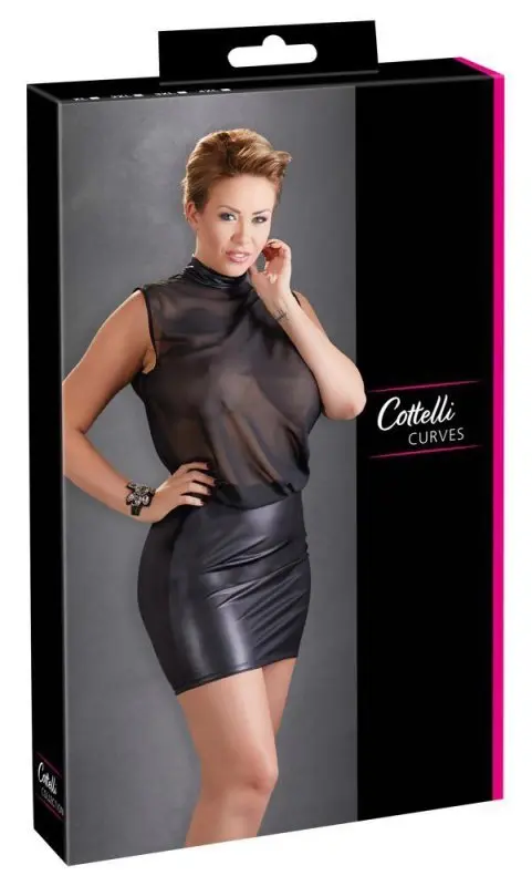 Cottelli Collection Transparent Mini Dress Black