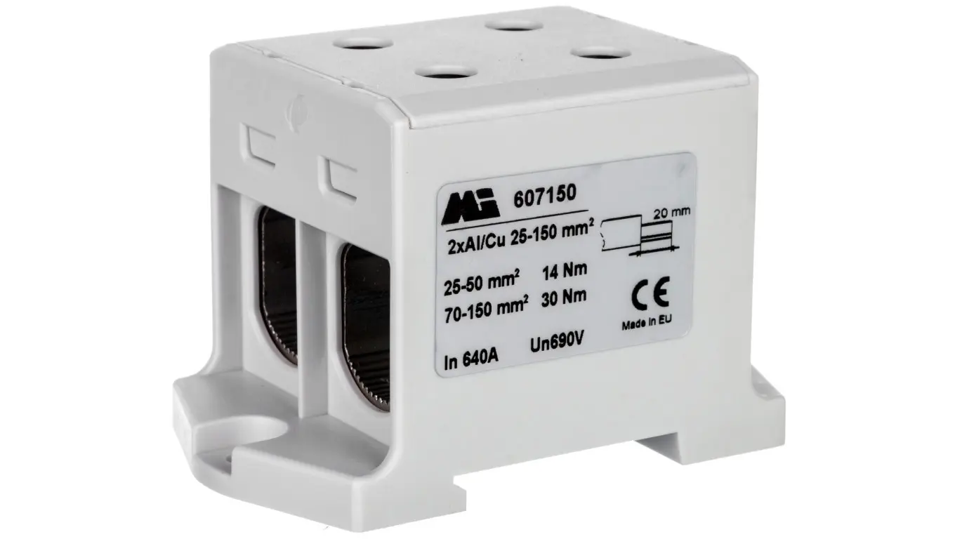 2-track rail connector 35-150mm2 grey EURO
