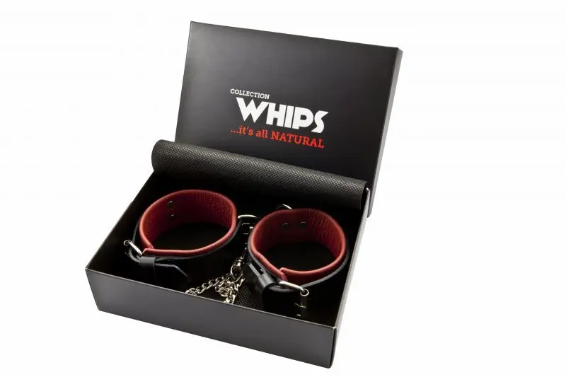 Women`s decorative leather handcuffs leg sex