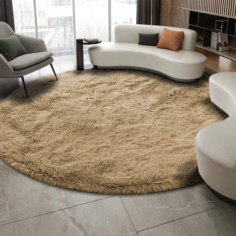 Shaggy Strado 140x140 round carpet CappuccinoCamel