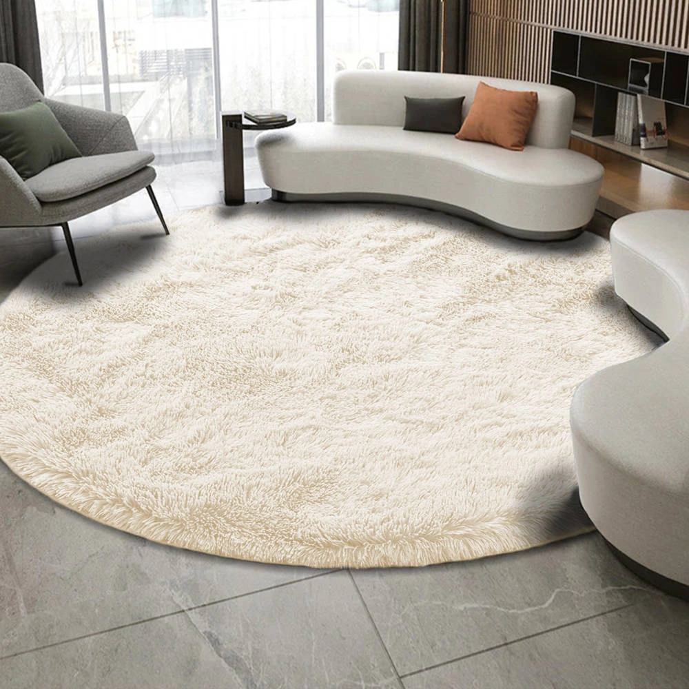 Shaggy Strado 160x160 CreamBeige (Beige) round