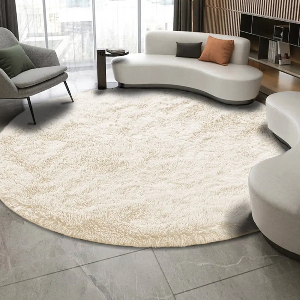 Shaggy Strado Round Carpet 180x180 CreamBeige