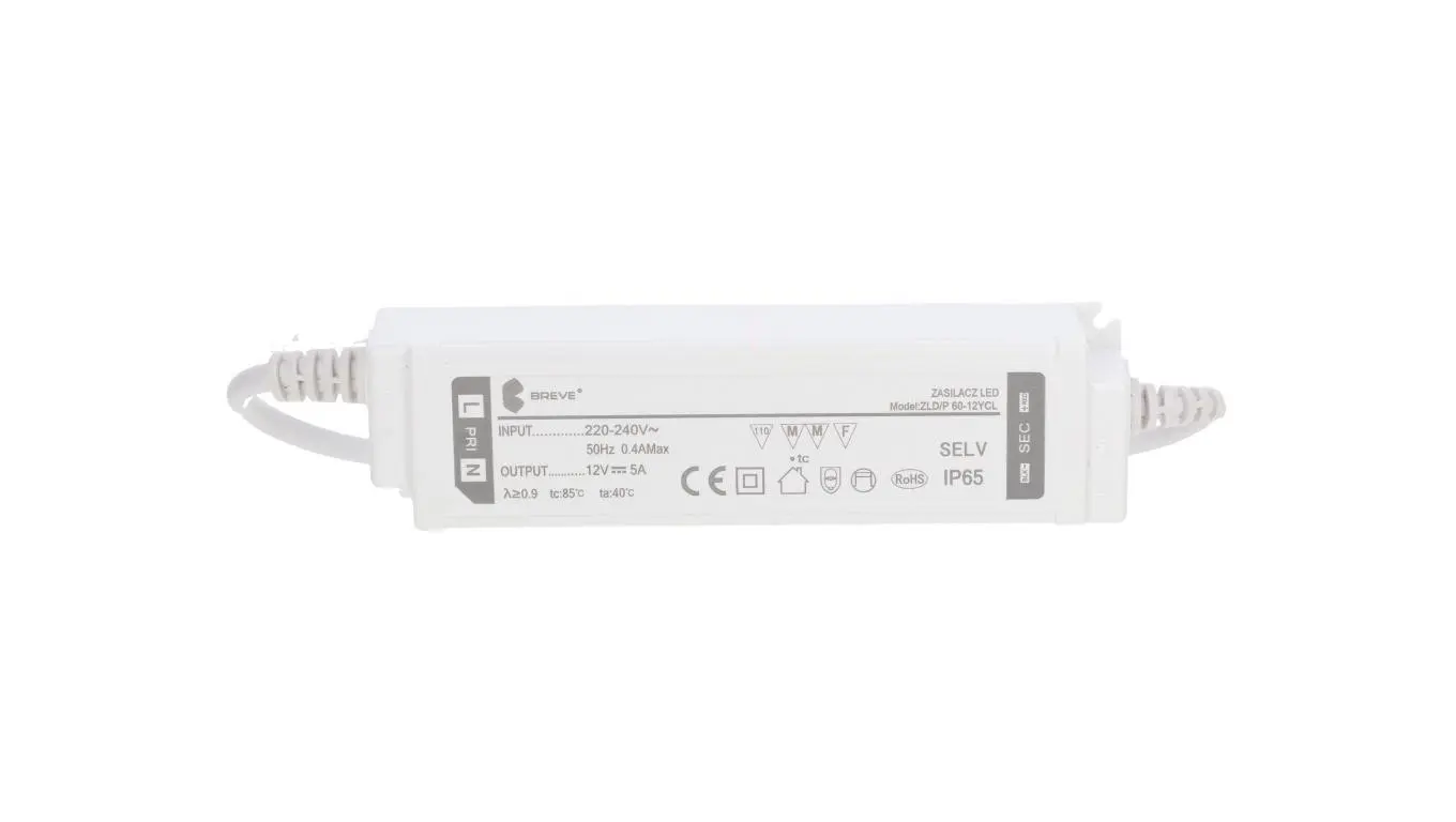 12V DC 60W 5A IP65 LED