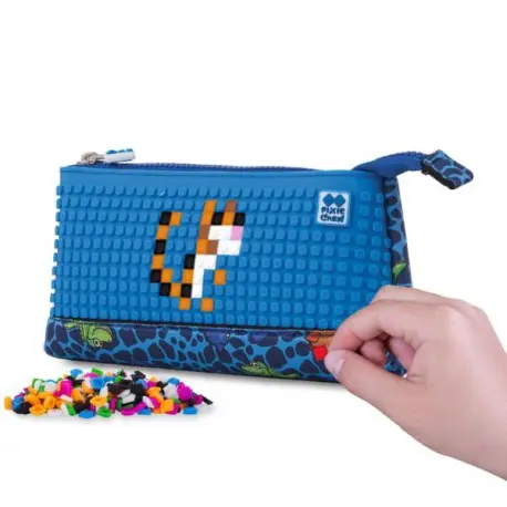 Neoprene zipper pencil case with blue