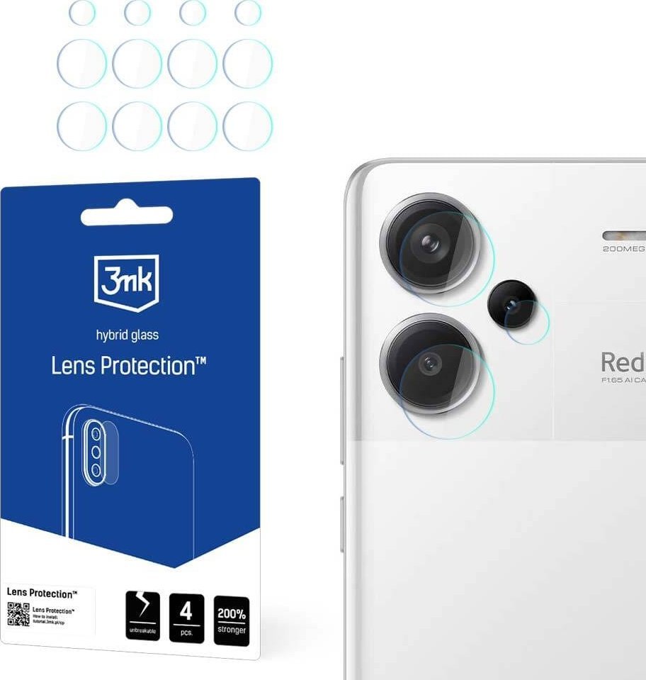 3MK Szklo hybrydowe na aparat Xiaomi Redmi Note 13 Pro+ Plus oslona na obiektyw 3mk Lens Protection 4x zestaw 13823947 (5903108555623) aizsardzība ekrānam mobilajiem telefoniem