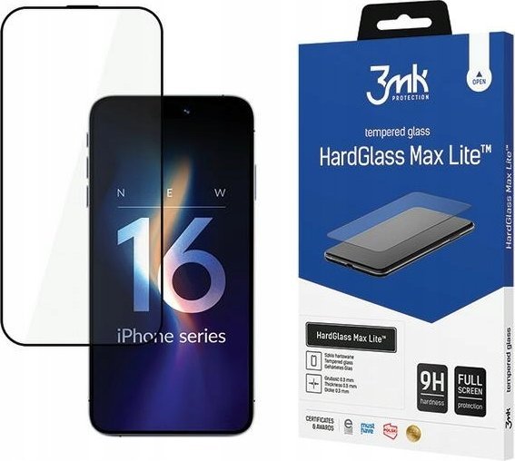 3MK HardGlass Max Lite iPhone 16 Pro Max 6.9'' czarny/black Fullscreen Glass Lite 5903108604598 (5903108604598) aizsardzība ekrānam mobilajiem telefoniem 3MK HardGlass Max Lite iPhone 16 Pro Max 6.9'' czarny/black Fullscreen Glass Lite 5903108604598 (5903108604598) aizsardzība ekrānam mobilajiem telefoniem