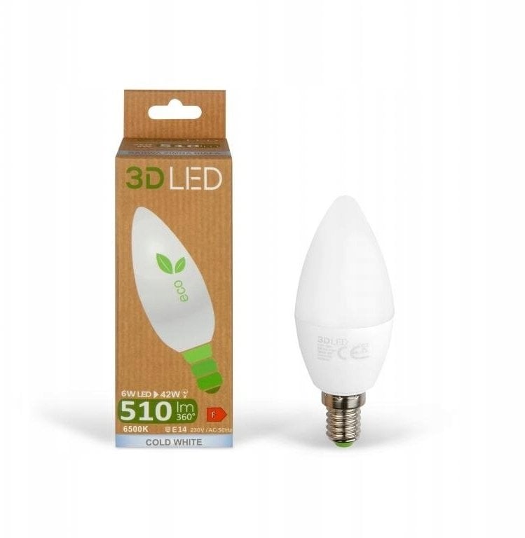 3DLED Zarowka LED 6W E14 Swieczka