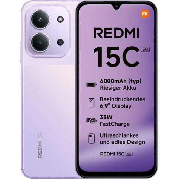 XIAOMI REDMI 15C 4+256GB DS 5G DUSK PURPLE OEM Mobilais Telefons
