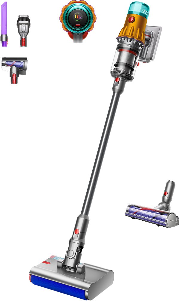 Dyson V12  Detect Slim Submarine Silver/Yellow 485350-01 (5025155131992) Putekļu sūcējs