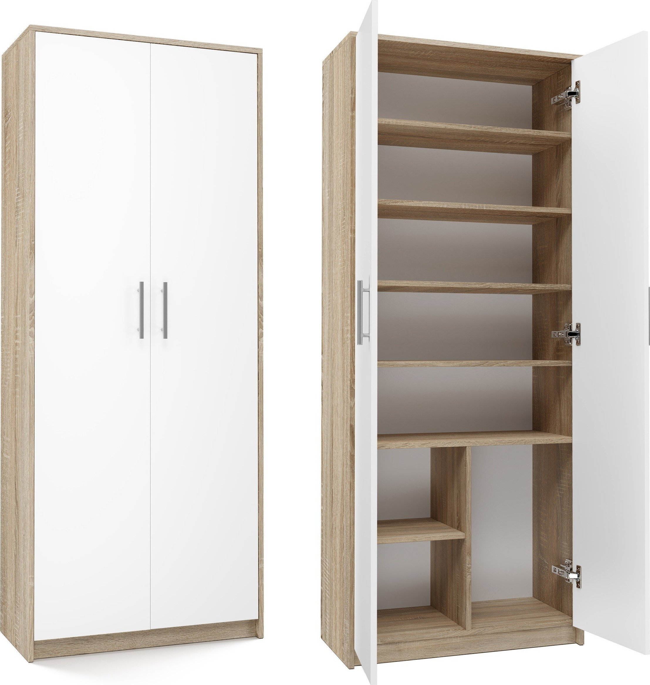 Filing cabinet OLIV 2D 74x35x180 cm, Sonoma/White