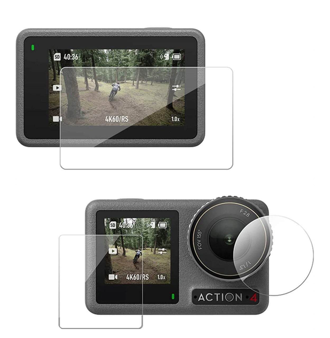 TELESIN 2.5D Tempered Glass Screen Protector for DJI Action 4/3 Action Camera Sporta kameru aksesuāri