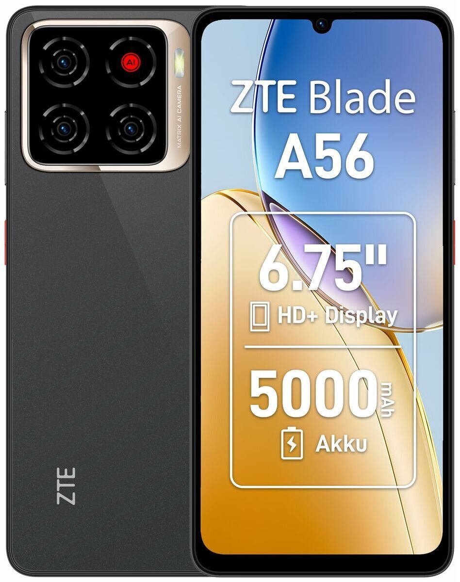 ZTE Blade A56 schwarz Mobilais Telefons ZTE Blade A56 schwarz Mobilais Telefons