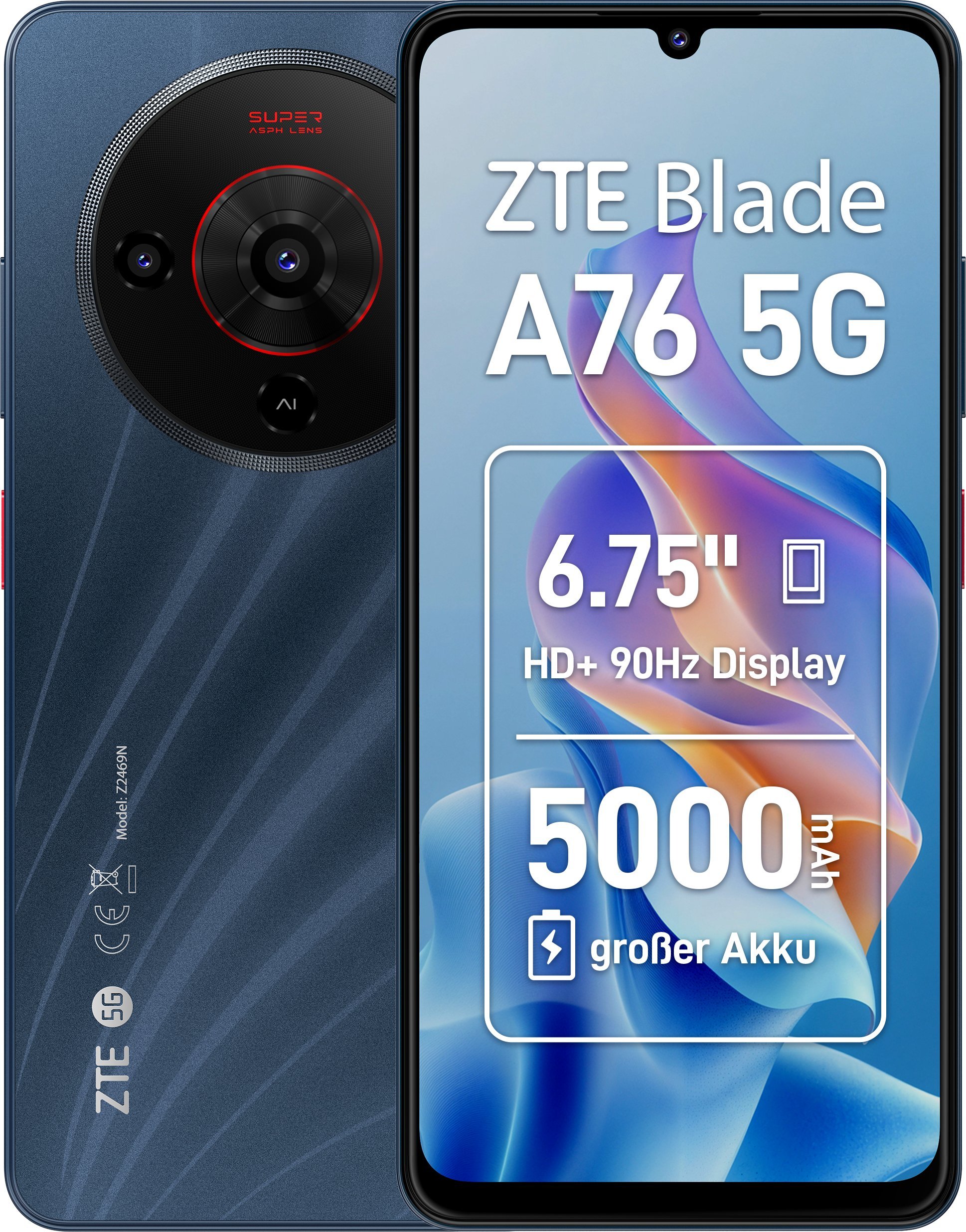 ZTE Blade A76 5G 17,1 cm (6.75") Dual SIM USB Type-C 6 GB 128 GB 5000 mAh Czarny Mobilais Telefons ZTE Blade A76 5G 17,1 cm (6.75") Dual SIM USB Type-C 6 GB 128 GB 5000 mAh Czarny Mobilais Telefons