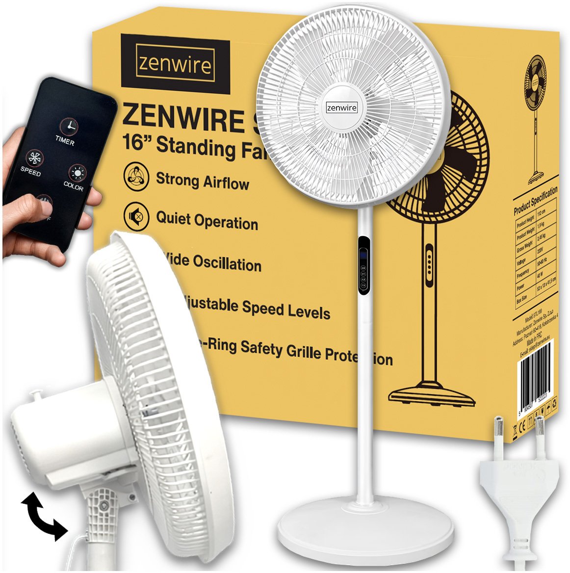 Wentylator Zenwire Wiatrak stojacy podlogowy pionowy