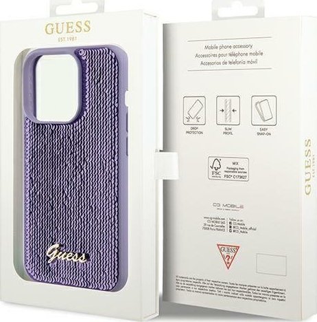 Guess Guess GUHCP13LPSFDGSUiPhone 13 Pro / 13 6.1'' fioletowy/purple hardcase Sequin Script Metal GUE003161 (3666339176167) maciņš, apvalks mobilajam telefonam Guess Guess GUHCP13LPSFDGSUiPhone 13 Pro / 13 6.1'' fioletowy/purple hardcase Sequin Script Metal GUE003161 (3666339176167) maciņš, apvalks mobilajam telefonam