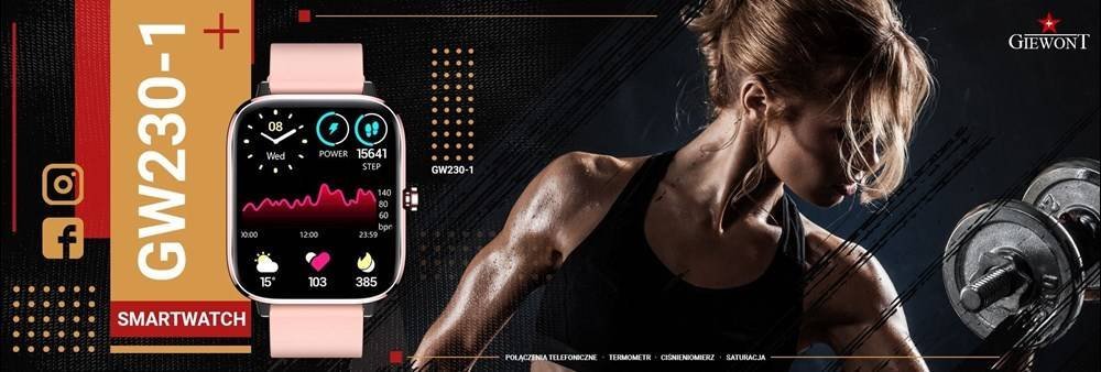 Smartwatch Giewont Smartwatch Giewont Dynamic SmartCall GW230-1 - Rose Gold/Powder Pink GW230-1 (5904665272671) Viedais pulkstenis, smartwatch Smartwatch Giewont Smartwatch Giewont Dynamic SmartCall GW230-1 - Rose Gold/Powder Pink GW230-1 (5904665272671) Viedais pulkstenis, smartwatch