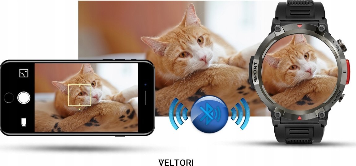 Smartwatch Veltori VT140-1 Czarny Pasek Silikonowy VT140-1 (5906506413168) Viedais pulkstenis, smartwatch