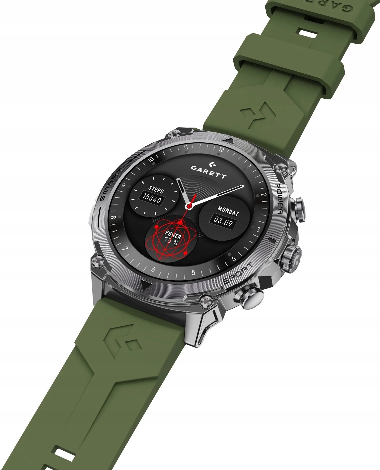 Garett Atom Srebrny stalowy Viedais pulkstenis, smartwatch