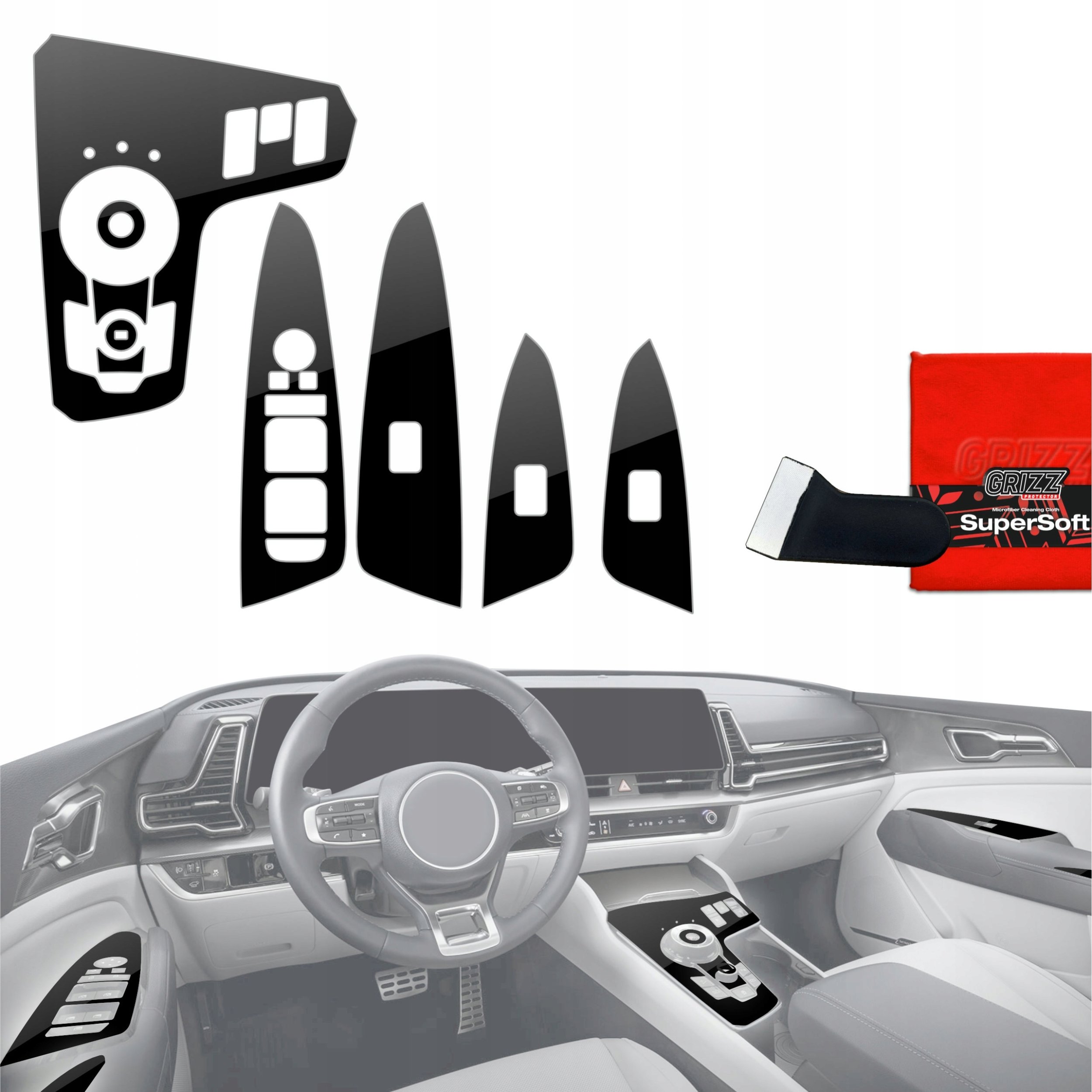 GrizzGlass Folia do wnetrza PianoSkin Black