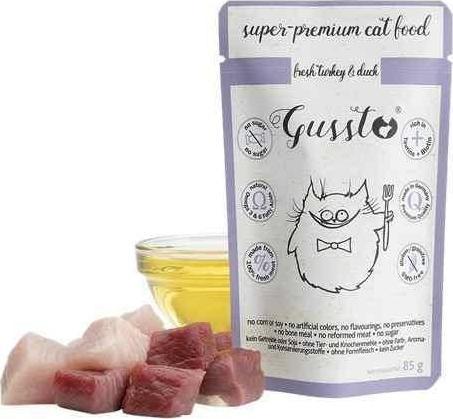 GUSSTO pouch 85g FRESH TURKEY DUCK 1pc kaķu barība