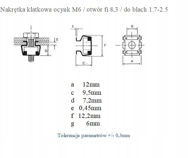 Eti-Polam Nakretka M6 klatkowa wkladana od