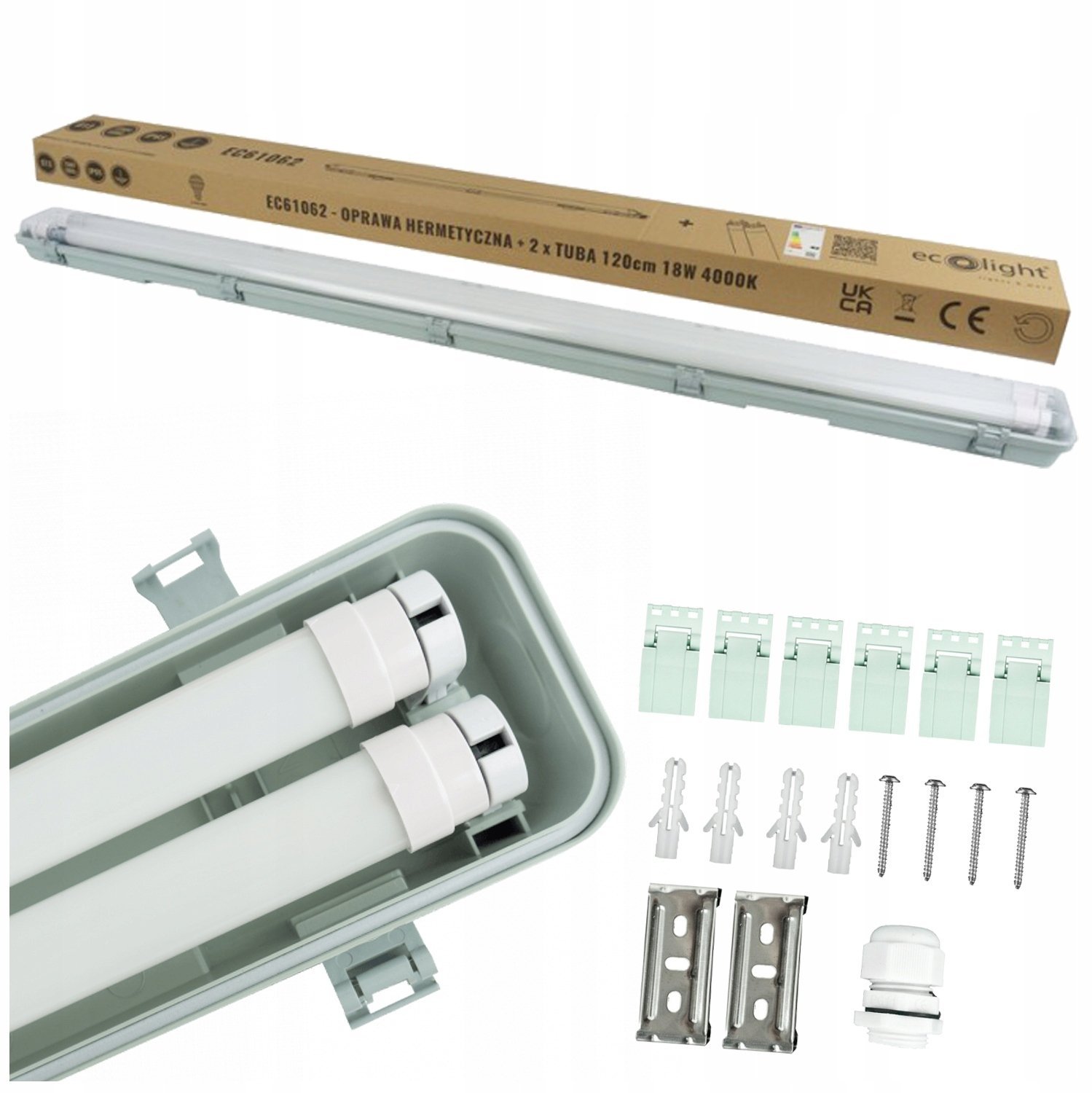 Ecolight ZESTAW oprawa hermetyczna IP65 +