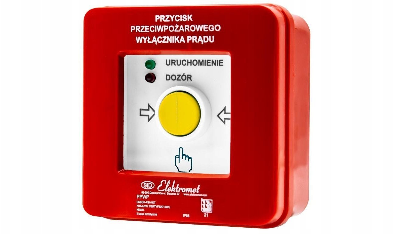 Elektromet Przycisk przeciwpozarowego wylacznika pradu 2-torowy