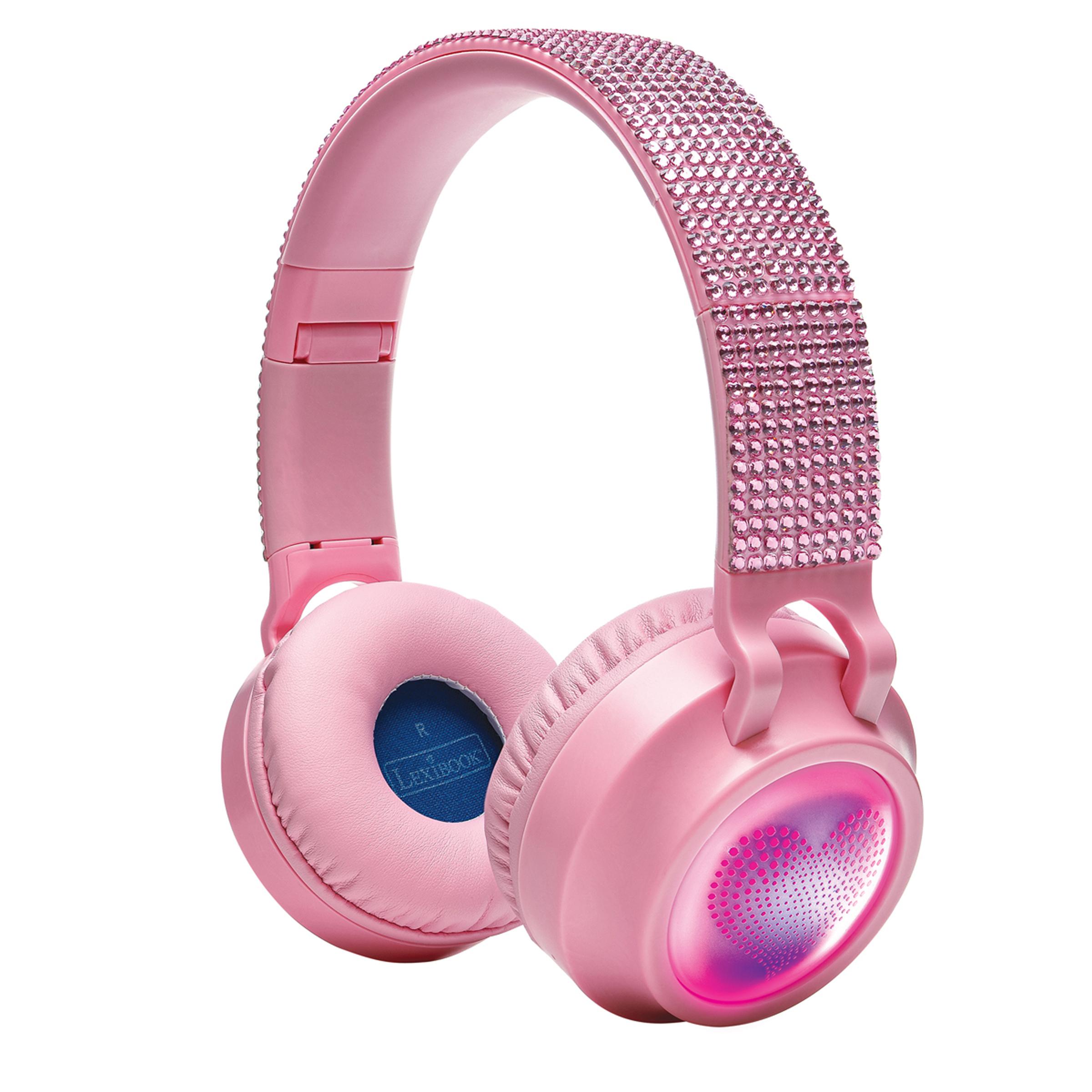 Lexibook - 3D Pink Strass design Bluetooth Registered  and Wired foldable Headphones (HPBT015PK) HPBT015PK (3380743119267) austiņas