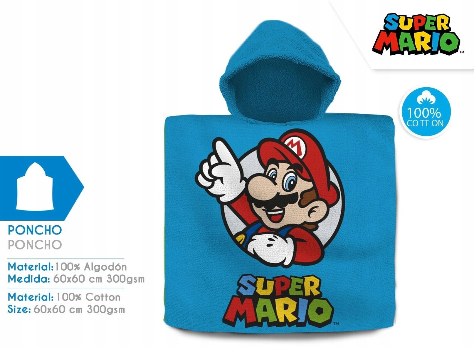 Super Mario Bros medvilninis ranksluostis  60x60
