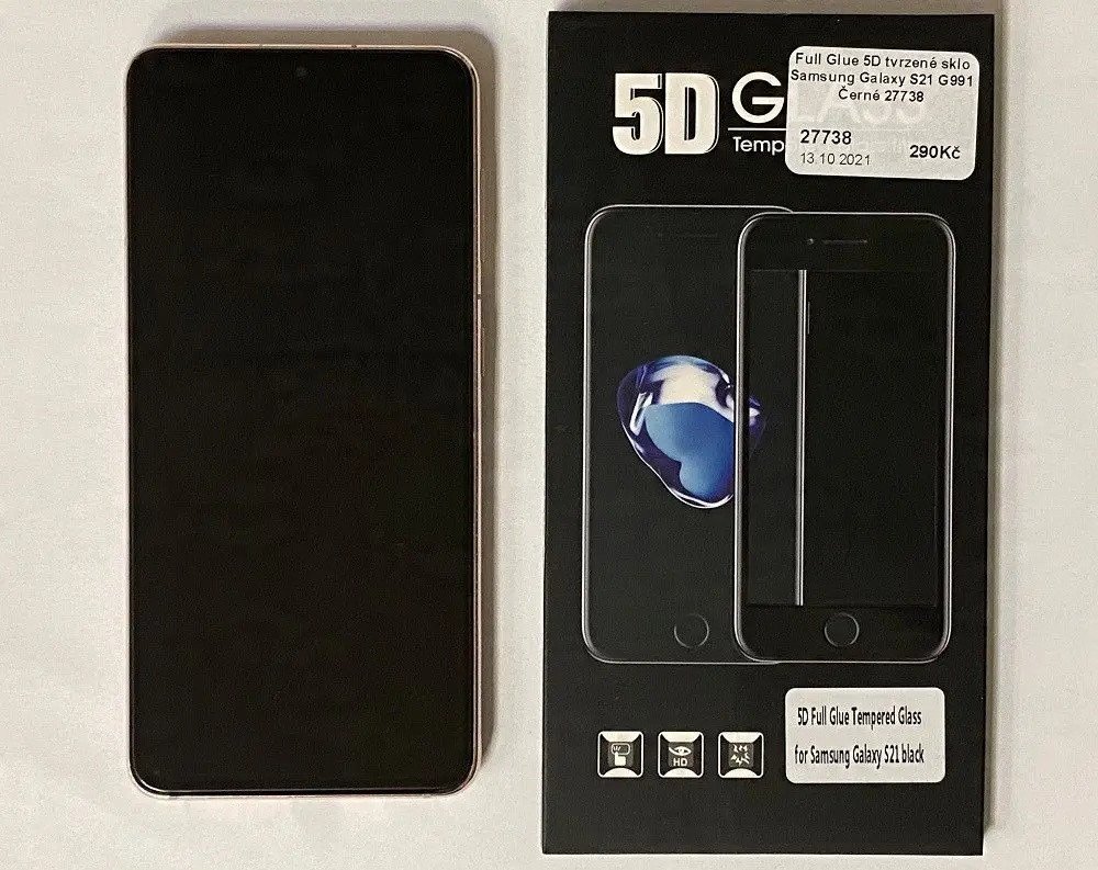 5D Full Glue Tempered Glass - do Samsung Galaxy S21 czarny 15377010 (5903396090318) aizsardzība ekrānam mobilajiem telefoniem
