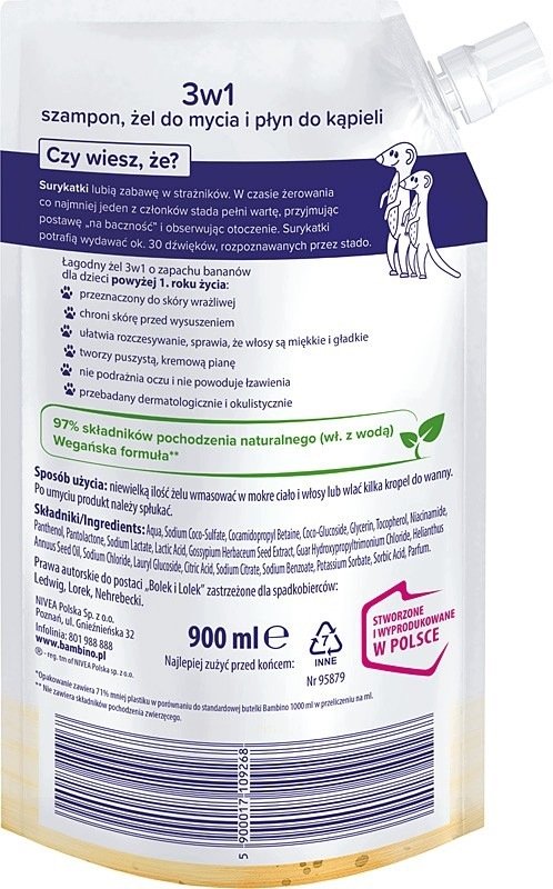 Nivea Bambino Zel do ciala/wl 900ml