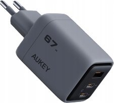 AUKEY PA-C3 Comet Mix 67W USB-C PD 3.0 3-Port Fast GaN Wall Charger PA-C3 iekārtas lādētājs