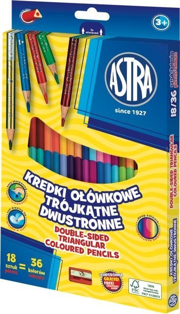 Astra Kredki olowkowe trojkatne dwustronne ASTRA