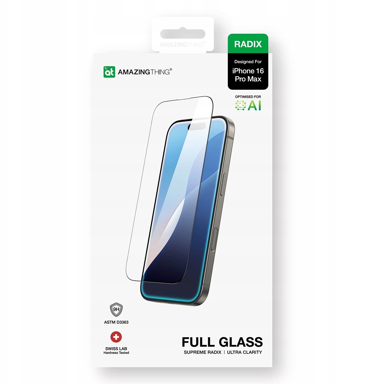 Amazingthing Szklo hartowane AMAZINGTHING Radix Full Glass do iPhone 16 Pro Max 4896238000839 (4896238000839) aizsardzība ekrānam mobilajiem telefoniem
