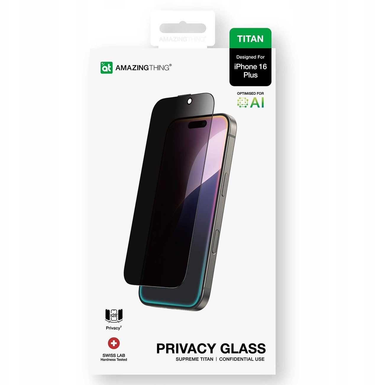 Amazingthing Szklo hartowane AMAZINGTHING Titan Privacy Glass prywatyzujace do iPhone 16 Plus 4896238001058 (4896238001058) aizsardzība ekrānam mobilajiem telefoniem