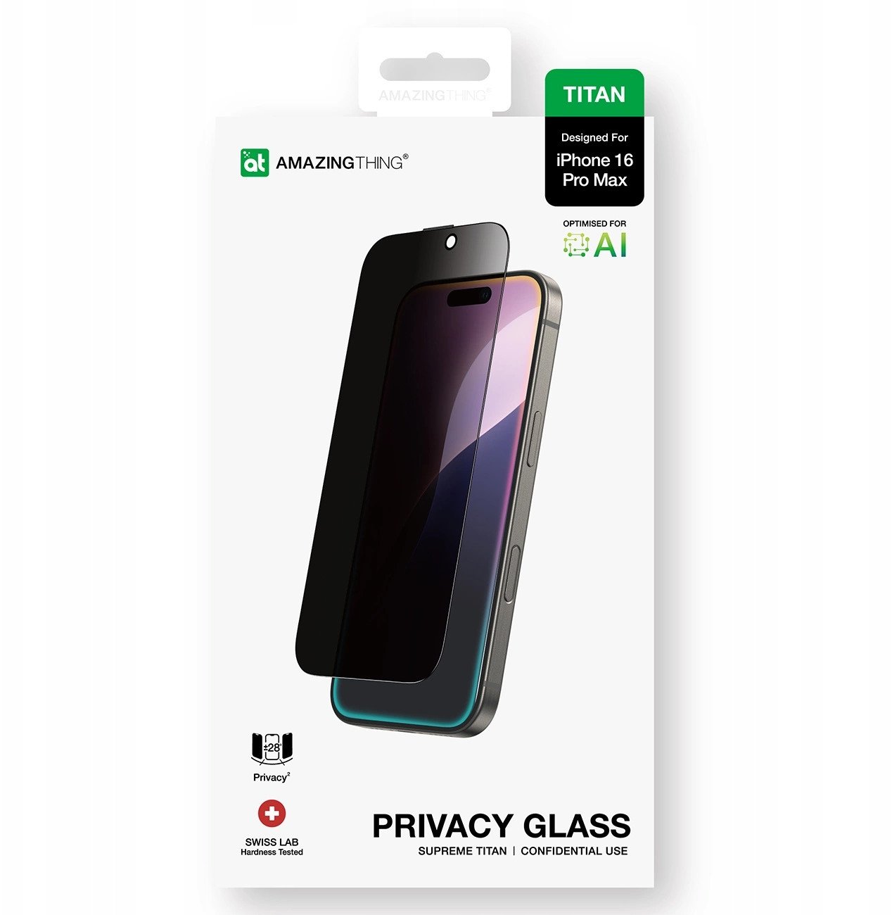 Szklo hartowane AMAZINGTHING Titan Privacy Glass prywatyzujace do iPhone 16 Pro Max 4896238001034 (4896238001034) aizsardzība ekrānam mobilajiem telefoniem