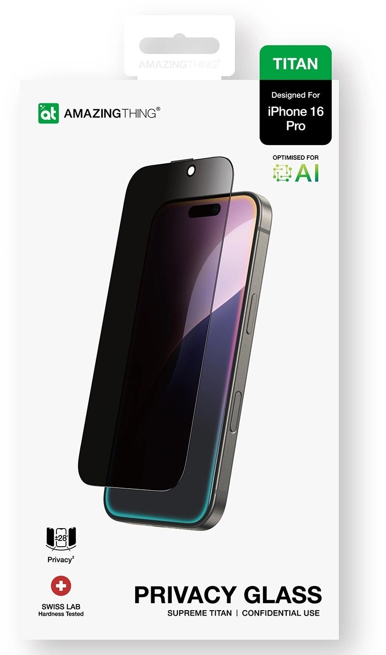 Amazingthing Szklo hartowane AMAZINGTHING Titan Privacy Glass prywatyzujace do iPhone 16 Pro 4896238001041 (4896238001041) aizsardzība ekrānam mobilajiem telefoniem