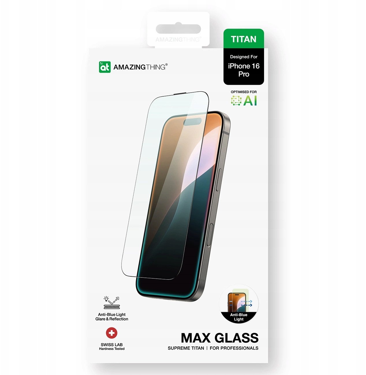 Amazingthing Szklo hartowane AMAZINGTHING Titan Max Tempered Glass do iPhone 16 Pro 4896238001089 (4896238001089) aizsardzība ekrānam mobilajiem telefoniem