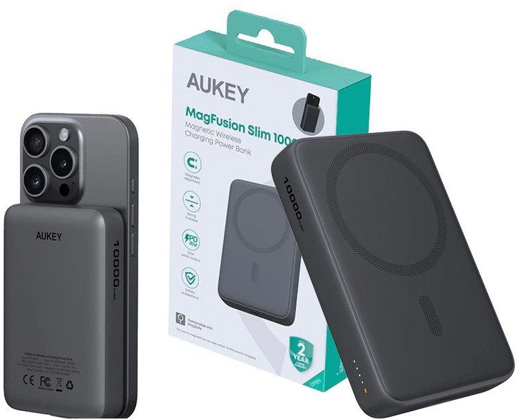 PB-MS04 Gray Qi2 Power Bank 10000mAh 20W | MagSafe PD Mobilais Telefons PB-MS04 Gray Qi2 Power Bank 10000mAh 20W | MagSafe PD Mobilais Telefons