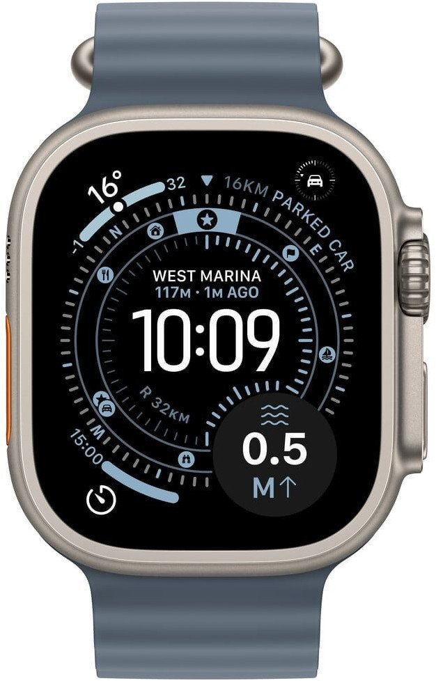 Smartwatch Apple Watch Ultra 3 GPS + Cellular 49mm Natural Titanium / Ocean Band Niebieski (MEWH4QP-A) MEWH4QP-A (195950608830) Viedais pulkstenis, smartwatch Smartwatch Apple Watch Ultra 3 GPS + Cellular 49mm Natural Titanium / Ocean Band Niebieski (MEWH4QP-A) MEWH4QP-A (195950608830) Viedais pulkstenis, smartwatch