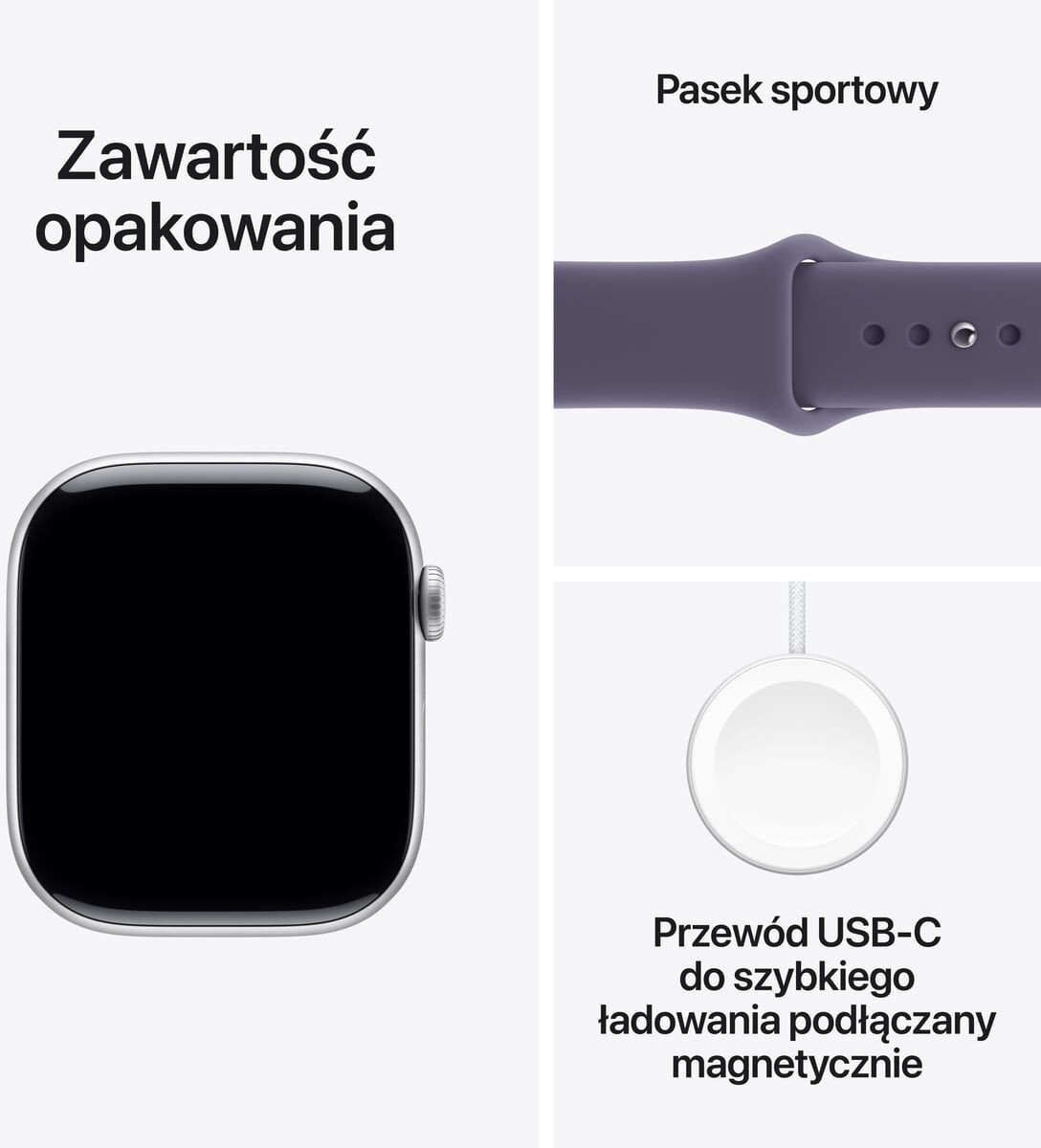 Smartwatch Apple Watch 11 GPS + Cellular 46mm Silver Alu Sport Band M/L Fioletowy  (MFCR4ZR/A) MFCR4ZR/A (0195950630879) Viedais pulkstenis, smartwatch