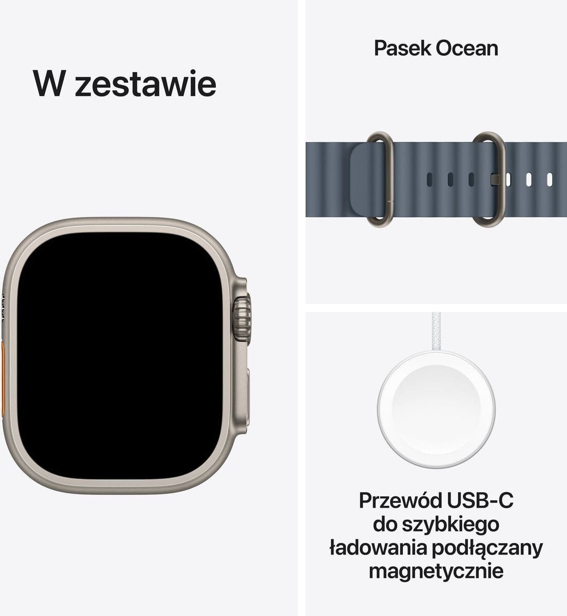 Smartwatch Apple Watch Ultra 3 GPS + Cellular 49mm Natural Titanium / Ocean Band Niebieski (MEWH4QI/A) 15599629 (195950608816) Viedais pulkstenis, smartwatch