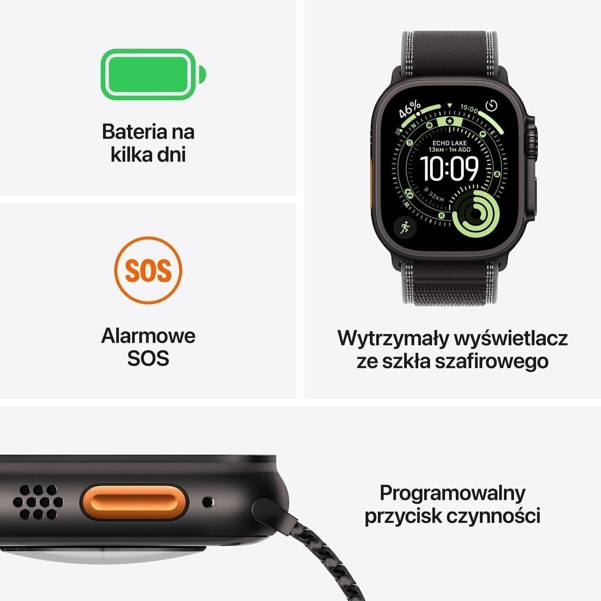 Smartwatch Apple Watch Ultra 3 GPS + Cellular 49mm Black Titanium / Titanium Milanese Loop M Czarny (MF1Q4QI/A) MF1Q4QI/A (195950610895) Viedais pulkstenis, smartwatch Smartwatch Apple Watch Ultra 3 GPS + Cellular 49mm Black Titanium / Titanium Milanese Loop M Czarny (MF1Q4QI/A) MF1Q4QI/A (195950610895) Viedais pulkstenis, smartwatch
