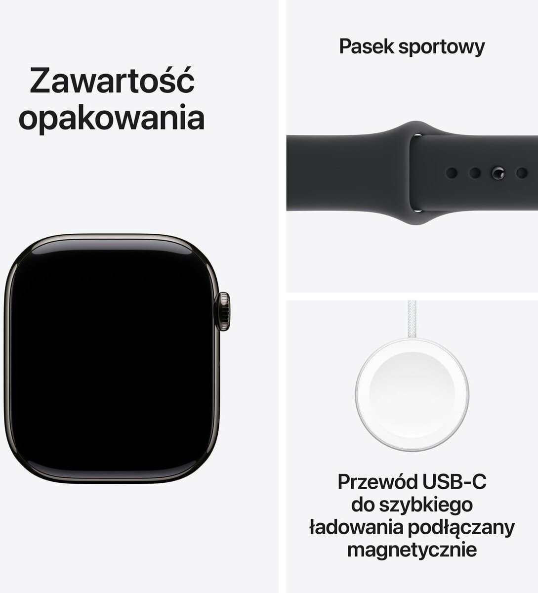 Smartwatch Apple Watch 11 GPS + Cellular 46mm Slate Titanium Sport Band S/M Czarny  (MFD14WF/A) MFD14WF/A (195950630169) Viedais pulkstenis, smartwatch